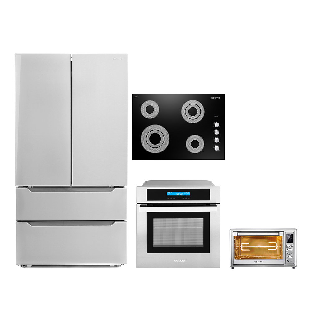Cosmo 4 Piece Kitchen Appliance Package with 30" Electric Cooktop 24 ...